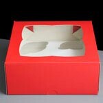 Red Windowed Cupcake Boxes with 4 Hole Insert