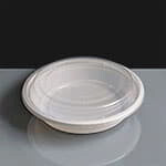 24oz Round White Plastic Take Away Container & Lid
