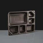 6 Compartment Black Plastic Container