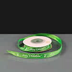 Merry Christmas Ribbon - Green & White - 10mm x 9m