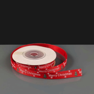 Merry Christmas Ribbon - Red & White - 10mm x 9m