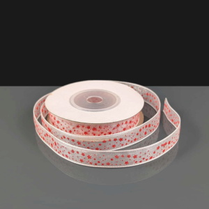 Star Christmas Ribbon - Red & White - 10mm x 9m