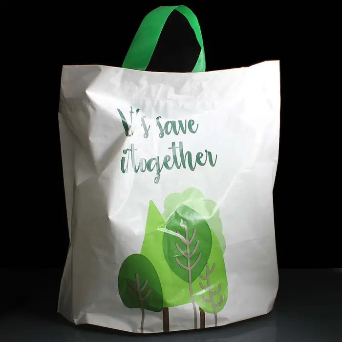 Reusable Plastic Carrier Bag Lets Save it Together Print