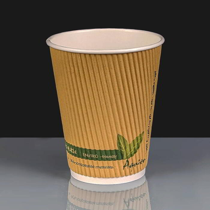 12oz Aqueous Triple Ripple Compostable Coffee Cups