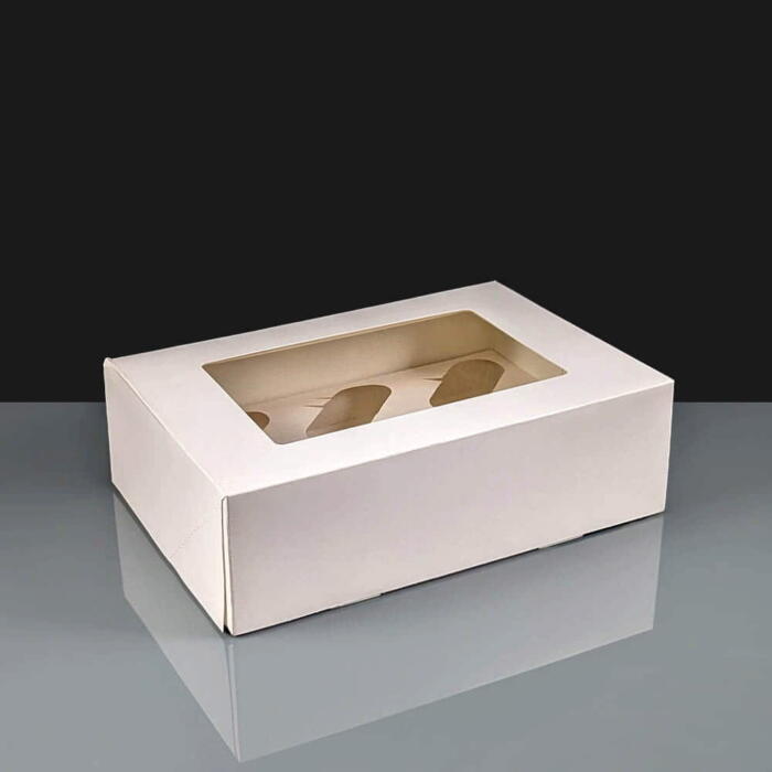 White 6 Hole Cupcake Boxes With Windows | Cater 4 You