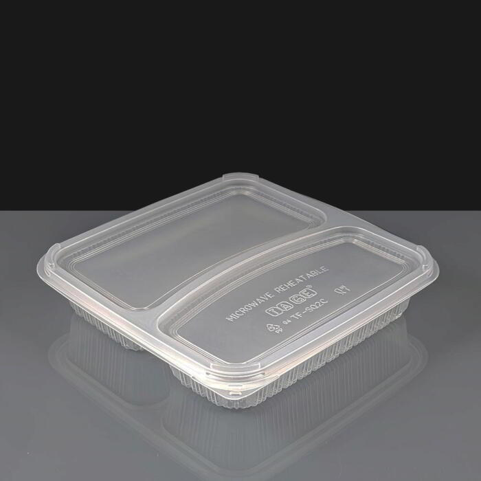 2 Compartment Clear Rectangular Plastic Container And Lid