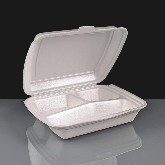 White 3 Compartment Large EPS Take Away Boxes