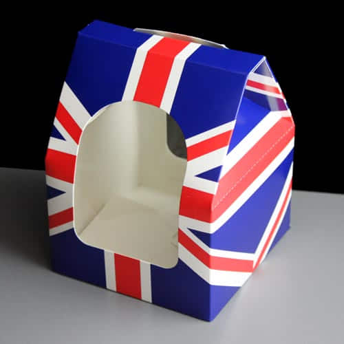 Single Cavity Union Jack Cupcake Box