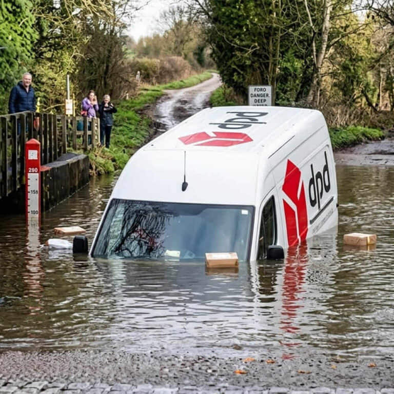 DPD Delivery Van Under Water