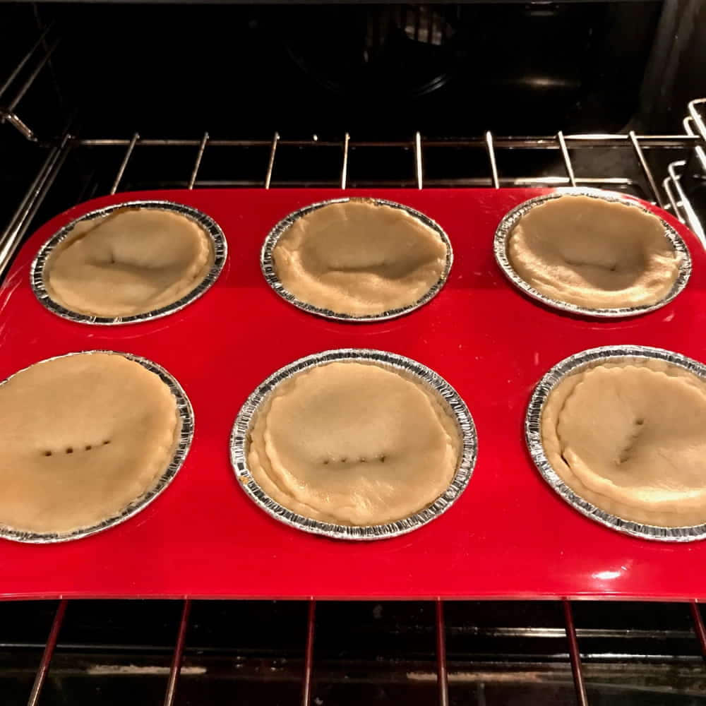 Mince pie tray in oven