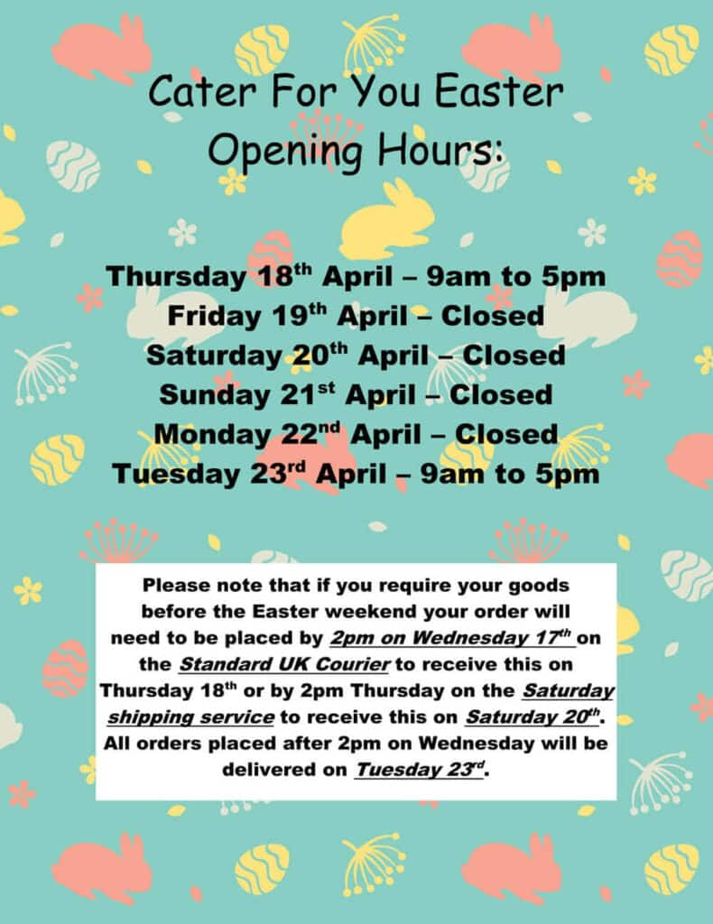 Cater For You Opening Hours 2019