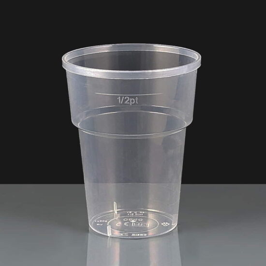 12oz Katerglass Disposable Half Pint Glasses - 285ml To Line - CE 12oz Katerglass Disposable Half Pint Glasses - 285ml To Line - CE