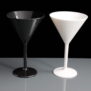 White and black plastic martini glasses