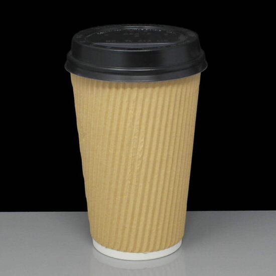 16oz kraft ripple disposable cups with black lid 16oz kraft ripple disposable cups with black lid