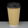 16oz kraft ripple disposable cups with black lid
