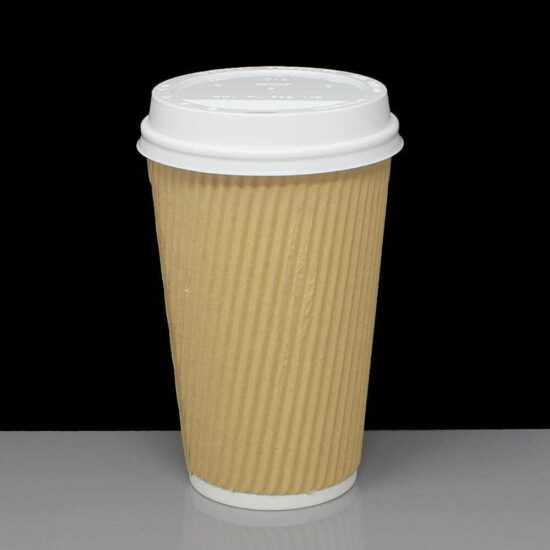 16oz kraft ripple disposable cups with white lid 16oz kraft ripple disposable cups with white lid