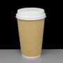16oz kraft ripple disposable cups with white lid