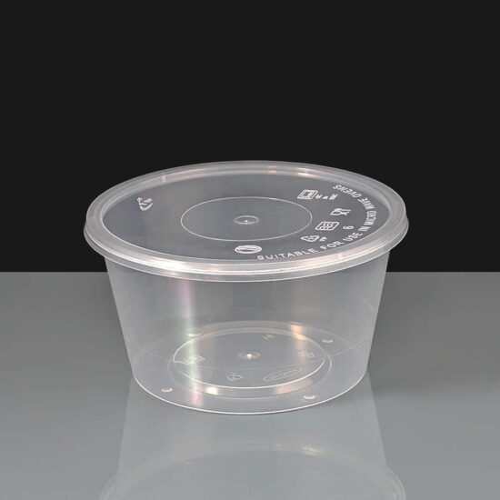 450ml Clear Round Plastic Container and Lid