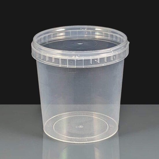 1000ml Clear 122mm Diameter Tamperproof Container and Lid 