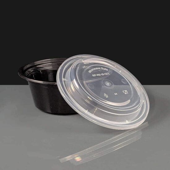 12oz Round Black Containers & Lid 12oz Round Black Containers & Lid