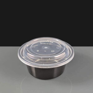 12oz Round Black Containers & Lid