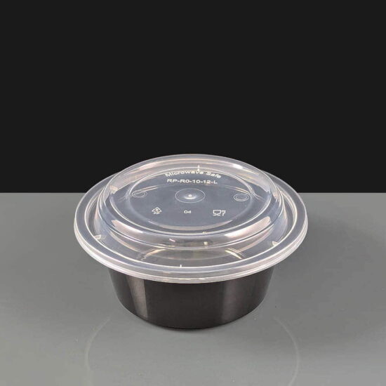 12oz Round Black Containers & Lid
