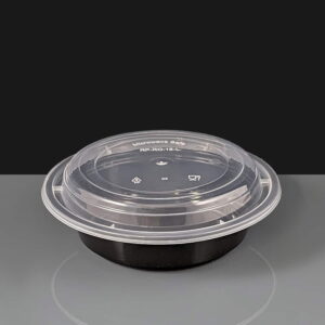 16oz Round Black Containers & Lid
