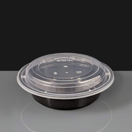16oz Round Black Containers & Lid