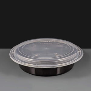 48oz Round Black Containers and Lid