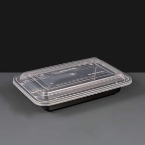 16oz Black Plastic Take Away Container and lid