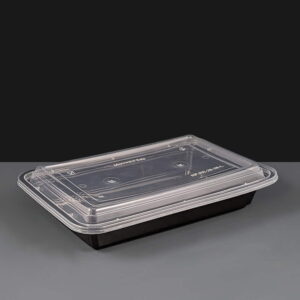 28oz Black Plastic Take Away Container and lid