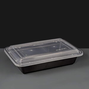 32oz Black Plastic Take Away Container and lid