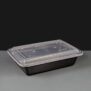 38oz Black Plastic Take Away Container and lid