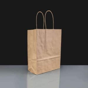 Small Twisted Handle Paper Bag - Brown
