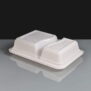 3 compartment white plastic container and lid