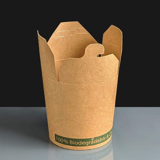 Biodegradable Small Food Tub / Brown Noodle Box open Biodegradable Small Food Tub / Brown Noodle Box open