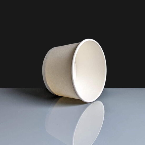 8oz Compostable Paper Soup Containers Angled 8oz Compostable Paper Soup Containers Angled