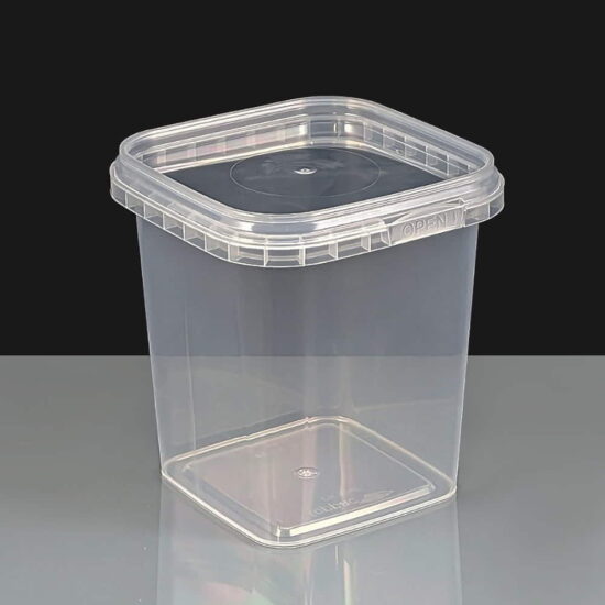 520ml Clear Square Tamperproof Container and Lid 