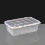650cc Clear Rectangular Plastic Container and Lid