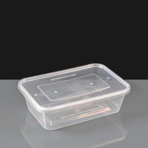 650cc Clear Rectangular Plastic Container and Lid 