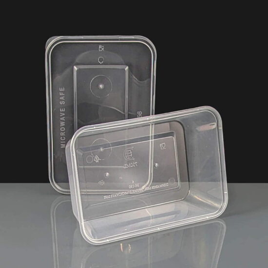 750cc Clear Rectangular Plastic Container and Lid 750cc Clear Rectangular Plastic Container and Lid
