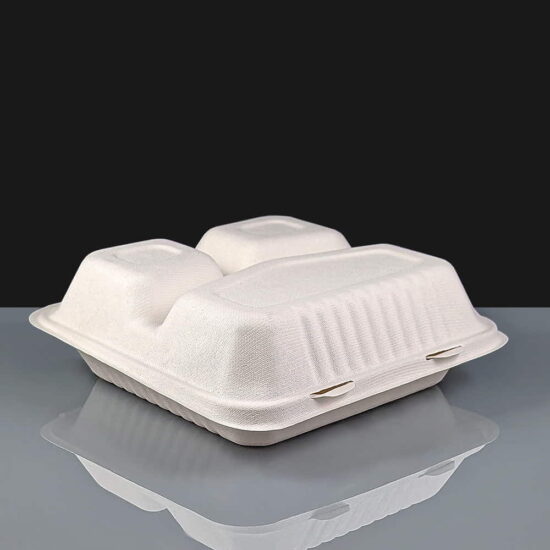 Compostable Square Meal Box - 3 Compartment Compostable Square Meal Box - 3 Compartment