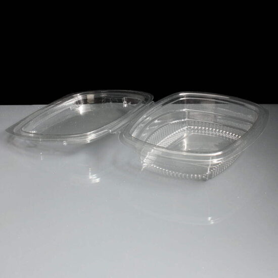 375cc Clear - Fresco Hinged Salad Container Open 375cc Clear - Fresco Hinged Salad Container Open