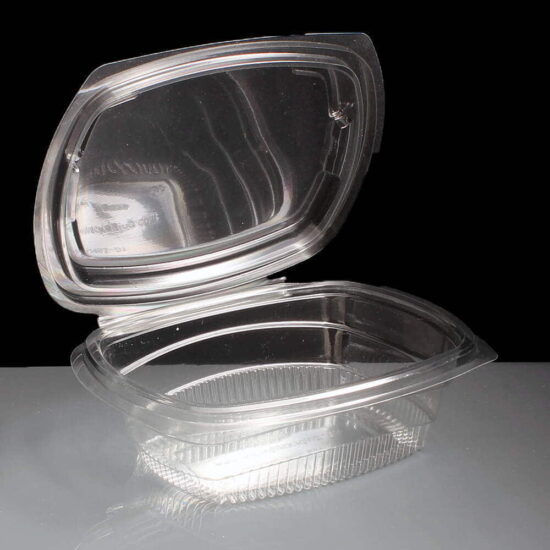 500cc Clear - Fresco Hinged Salad Container Front 500cc Clear - Fresco Hinged Salad Container Front