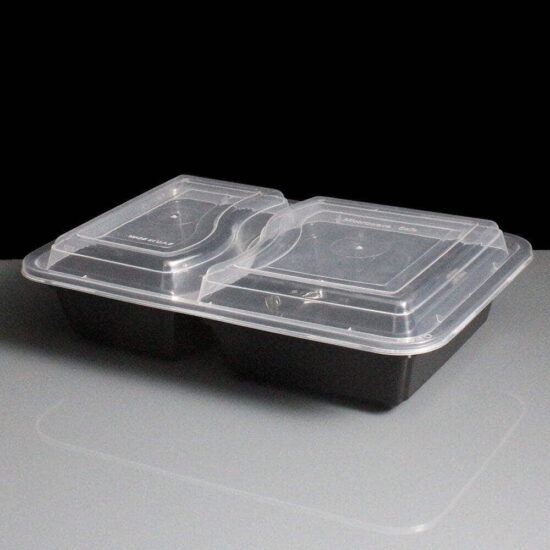 Two Compartment Black Plastic Container Two Compartment Black Plastic Container