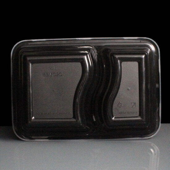 Two Compartment Black Plastic Container Back Two Compartment Black Plastic Container Back