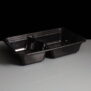 Two Compartment Black Plastic Container and Lid