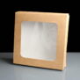 Kraft cardboard pie boxes with film lid upright