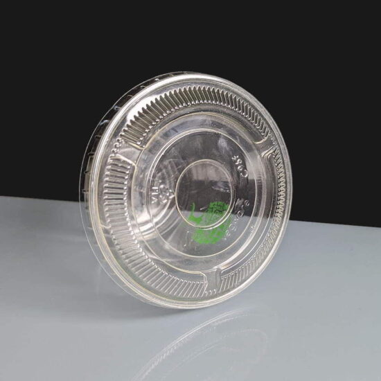 Flat Straw Slot Lids for Compostable PLA Plastic Cold Cups - angled Flat Straw Slot Lids for Compostable PLA Plastic Cold Cups - angled