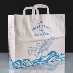 Large Printed Fish and Chips Bag
